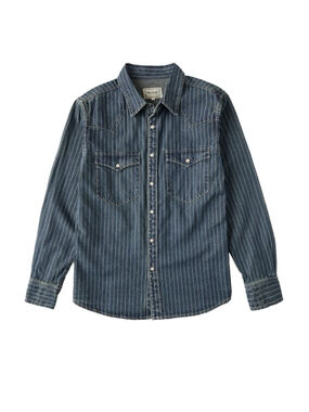 Slim Fit Wabash Striped Indigo Western Shirt L
